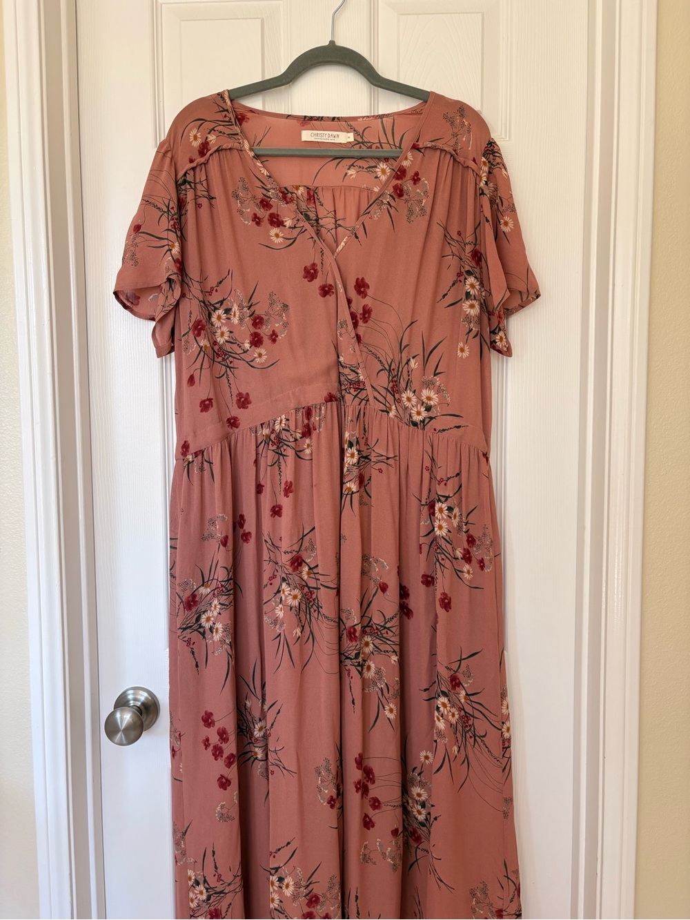 Christy Dawn XL Mauve Floral Deadstock Dress Made USA